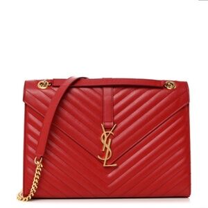 Ysl Grain De Poudre Matelasse  Large Monogram Satchel